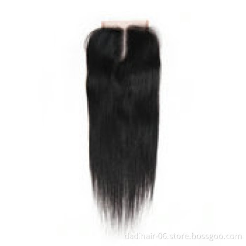 Factory Price Hot Sale brazilian silk straight hair virgin human hair weaving with lace closure STW 4*4